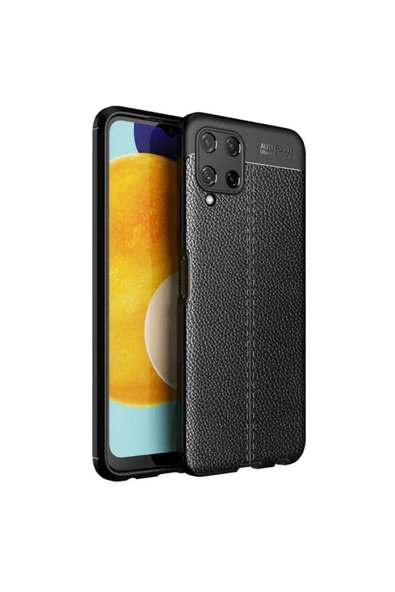 Coverzone Samsung Galaxy A22 4g Uyumlu Kılıf Niss Silikon Deri Görünümlü Siyah ürün görseli 1