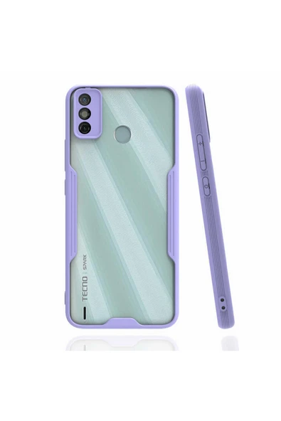 Coverzone Tecno Spark 6 Go Ile Uyumlu Kılıf Renkli Kenar Perfe Tpu Silikon Lila ürün görseli 1