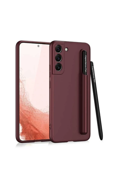 Coverzone Galaxy S22 Ile Uyumlu Kılıf Kamera Korumalı Kalem Bölmeli + Kalem Hediyeli Fetching Kapak Mürdüm ürün görseli 1