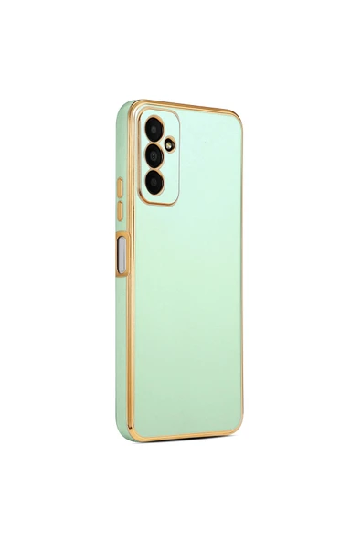 Coverzone Galaxy M23 Ile Uyumlu Kılıf Gold Kenar Pastel Renkli Halcyon Z-bark Kapak Açık Yeşil ürün görseli 1