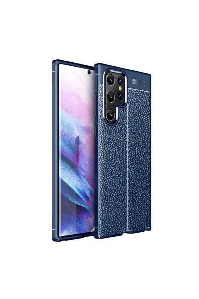 Coverzone Galaxy S22 Kılıf Niss Silikon Deri Görünümlü Lacivert ürün görseli 1