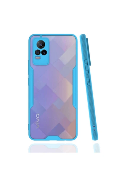 Coverzone Vivo V21e Kılıf Için Uyumlu Kılıf Renkli Kenar Perfe Tpu Silikon Kılıf Mavi ürün görseli 1