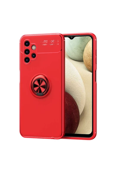 Coverzone Galaxy A13 4g Kılıf Ravel Yüzük Tutuculu Standlı Silikon Kırmızı ürün görseli 1