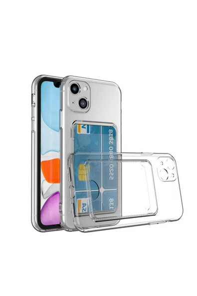 Coverzone Iphone 14 Plus Ile Uyumlu Dikişli Kartlıklı Serta Silikon Kılıf Şeffaf ürün görseli 1