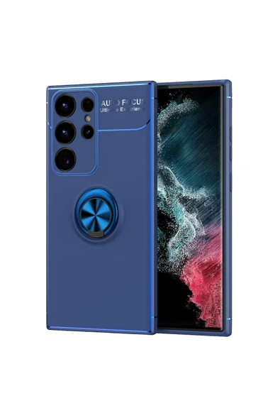 Coverzone Galaxy S23 Plus Ile Uyumlu Kılıf Yüzük Tutuculu Mıktanıslı,standlı Novel Silikon Mavi ürün görseli 1