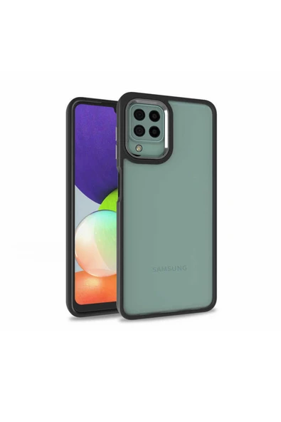Coverzone Galaxy M22 Ile Uyumlu Kılıf Kontrast Renk Tasarımlı Cynosure Kapak Siyah ürün görseli 1
