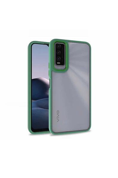 Coverzone Vivo Y11s Ile Uyumlu Kılıf Kontrast Renk Tasarımlı Cynosure Kapak Yeşil ürün görseli 1