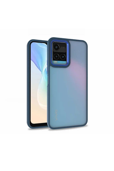 Coverzone Vivo Y32 Ile Uyumlu Kılıf Kontrast Renk Tasarımlı Cynosure Kapak Mavi ürün görseli 1
