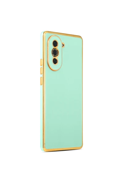 Coverzone Huawei Nova 10 Pro Ile Uyumlu Kılıf Gold Kenar Pastel Renkli Halcyon Z-bark Kapak Açık Yeşil ürün görseli 1