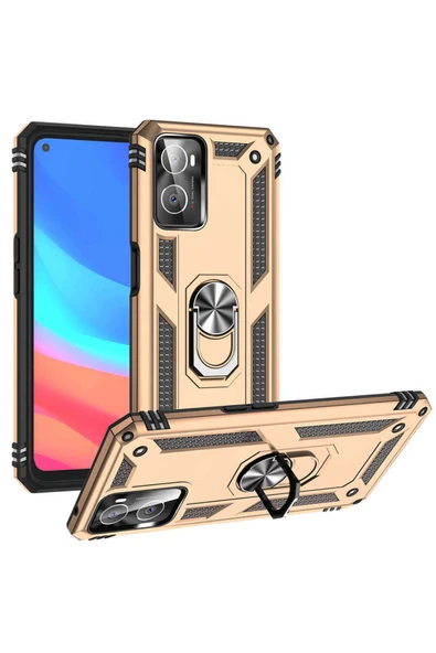 Coverzone Oppo A36 Ile Uyumlu Kılıf Shockprof Yüzük Tutuculu Vega Gold ürün görseli 1
