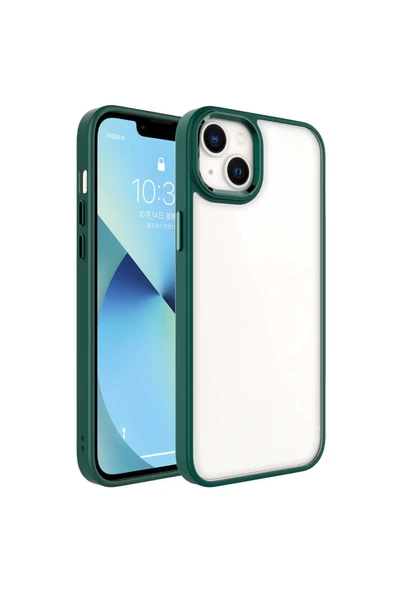 Coverzone Iphone 14 Plus Ile Uyumlu Kılıf Kenarları Renkli Silikon Arkası Şeffaf Sert Krop Yeşil ürün görseli 1