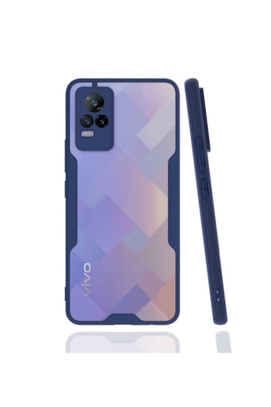 Coverzone Vivo V21e Kılıf Için Uyumlu Kılıf Renkli Kenar Perfe Tpu Silikon Kılıf Lacivert ürün görseli 1