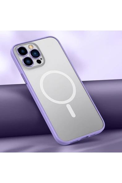 Coverzone Iphone 12 Pro Ile Uyumlu Şeffaf Renkli Transparan Chatoyant Magsafe Uyumlu Kılı Lila ürün görseli 1