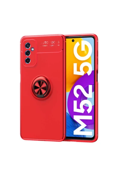 Coverzone Galaxy M52 Kılıf Ravel Yüzük Tutuculu Standlı Silikon Kılıf Kırmızı ürün görseli 1