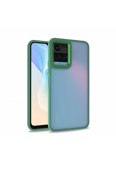 Coverzone Vivo Y33s Ile Uyumlu Kılıf Kontrast Renk Tasarımlı Cynosure Kapak Yeşil ürün görseli 1
