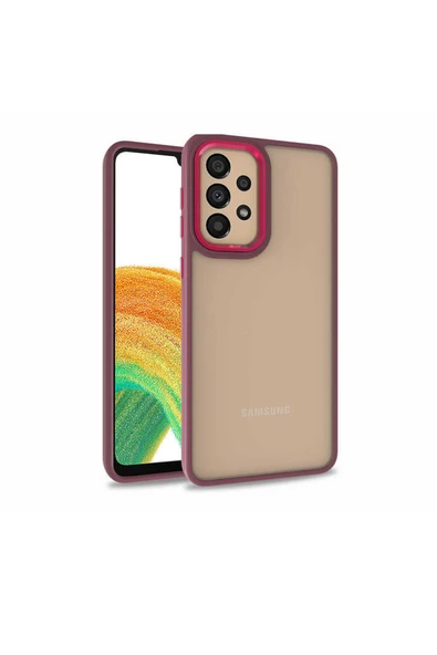 Coverzone Galaxy M32 Ile Uyumlu Kılıf Kontrast Renk Tasarımlı Cynosure Kapak Kırmızı ürün görseli 1