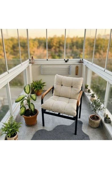 Sofmina Krem Balkon, Bahçe, Cafe - Metal Kanepe Koltuk Takımı – Tekli Krem ürün görseli 1