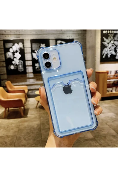 Coverzone Galaxy A32 4g Kılıf Kart Gözlü Antishock Köşeli Kamera Korumalı Cardcase Silikon Antrasit Mavi ürün görseli 1