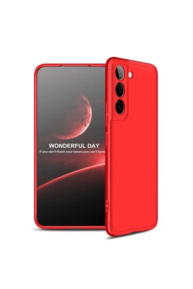 Coverzone Galaxy S22 Ile Uyumlu Kılıf 3 Parça 360 Soft Hard Koruma Kırmızı ürün görseli 1