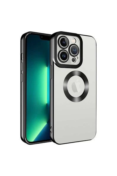 Coverzone Iphone 14 Pro Max Ile Uyumlu Kılıf Kamera Korumalı Logo Gösteren Colored Z-omega Kapak Siyah ürün görseli 1