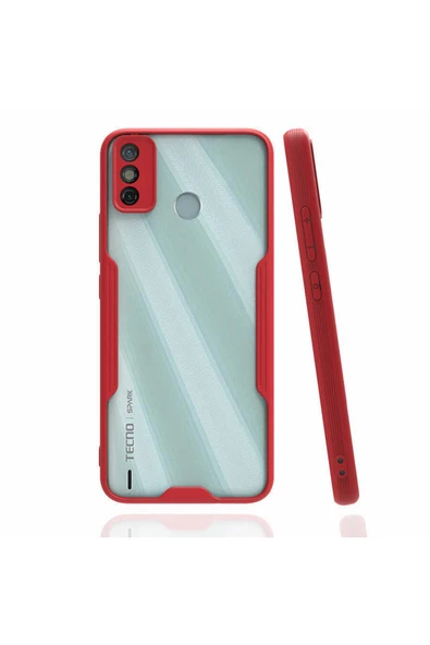 Coverzone Tecno Spark 7t Ile Uyumlu Kılıf Renkli Kenar Perfe Tpu Silikon Kırmızı ürün görseli 1