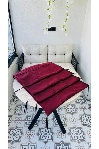 Sofmina Bahçe Balkon Takımı Minder Kılıf Takımı 4 Adet Bordo ürün görseli 1