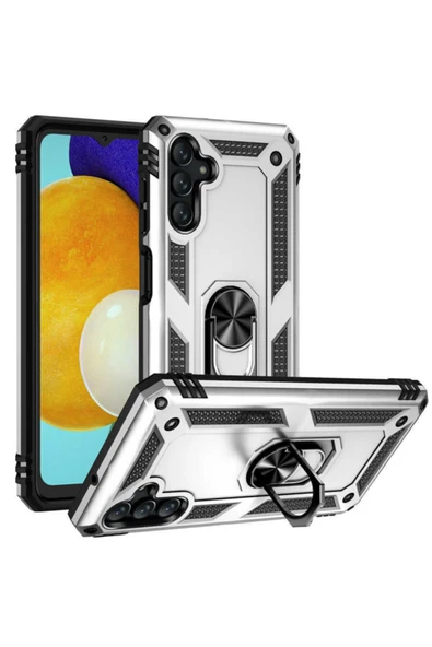 Coverzone Galaxy A13 Kılıf Shockproof Yüzük Tutuculu Vega Gri ürün görseli 1