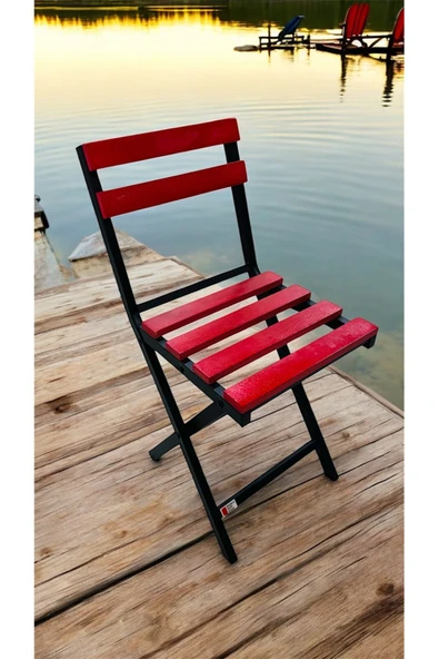 Sofmina Balkon Bahçe Mutfak Bistro Set Katlanır Masa-sandalye 1 adet Kırmızı ürün görseli 1