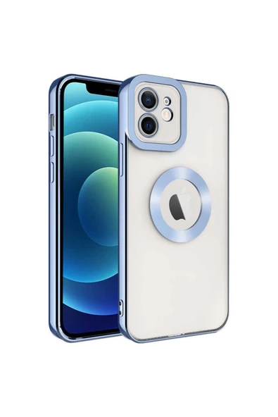 Coverzone Iphone 14 Ile Uyumlu Kılıf Kamera Korumalı Logo Gösteren Colored Z-omega Kapak Mavi Açık ürün görseli 1