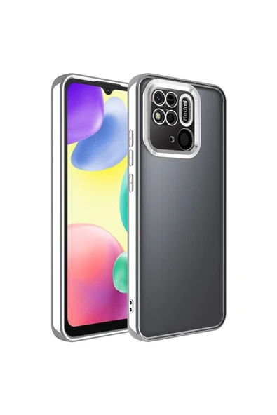 Coverzone Redmi 10cile Uyumlu Kılıf Kamera Korumalı Logo Gösteren Colored Z-omega Kapak Gümüş ürün görseli 1
