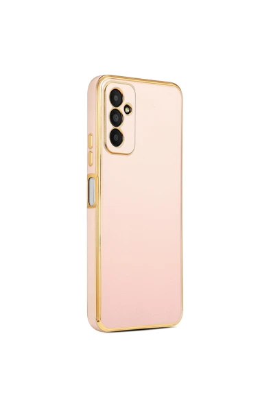 Coverzone Galaxy M13 Ile Uyumlu Kılıf Gold Kenar Pastel Renkli Halcyon Z-bark Kapak Rosegold ürün görseli 1