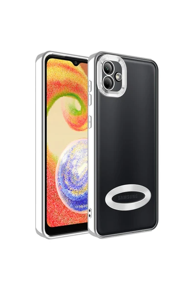 Coverzone Galaxy A04 Ile Uyumlu Kılıf Kamera Korumalı Logo Gösteren Colored Z-omega Kapak Gold ürün görseli 1