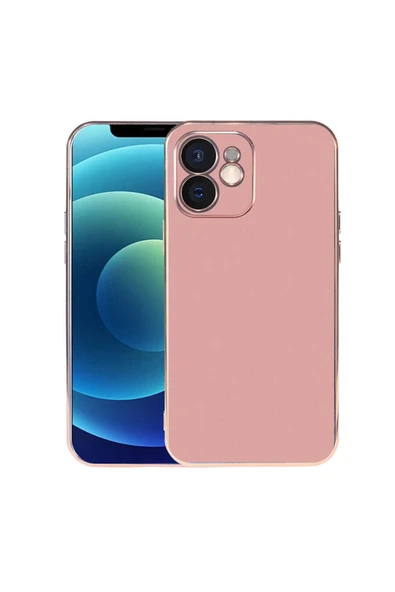 Coverzone Iphone 12 Ile Uyumlu Kılıf Kamera Korumalı Parlak Renk Tasarımlı Emollient Kılıf Rosegold ürün görseli 1