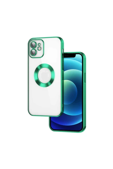 Coverzone Iphone 14 Ile Uyumlu Kılıf Kamera Korumalı Logo Gösteren Colored Z-omega Kapak Yeşil ürün görseli 1
