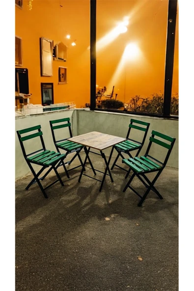 Modern Style Home Balkon Bahçe Mutfak Bistro Set Katlanır Masa-sandalye Yeşil ürün görseli 1