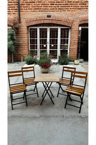 Sofmina Balkon Bahçe Mutfak Bistro Set Katlanır Masa-sandalye Sarı ürün görseli 1