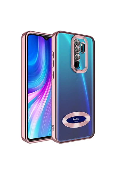 Coverzone Redmi Note 8 Pro Ile Uyumlu Kılıf Kamera Korumalı Logo Gösteren Colored Z-omega Kapak Rosegold ürün görseli 1