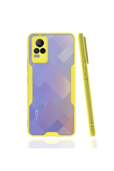 Coverzone Vivo V21e Kılıf Için Uyumlu Kılıf Renkli Kenar Perfe Tpu Silikon Kılıf Sarı ürün görseli 1