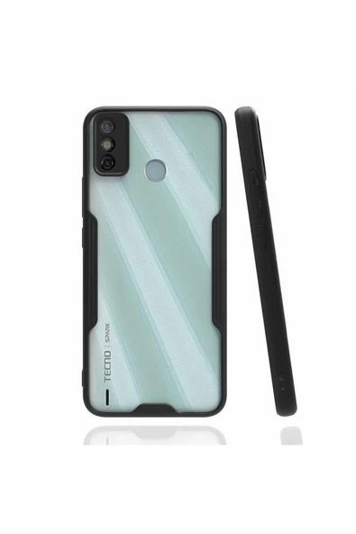 Coverzone Tecno Spark 6 Go Ile Uyumlu Kılıf Renkli Kenar Perfe Tpu Silikon Siyah ürün görseli 1