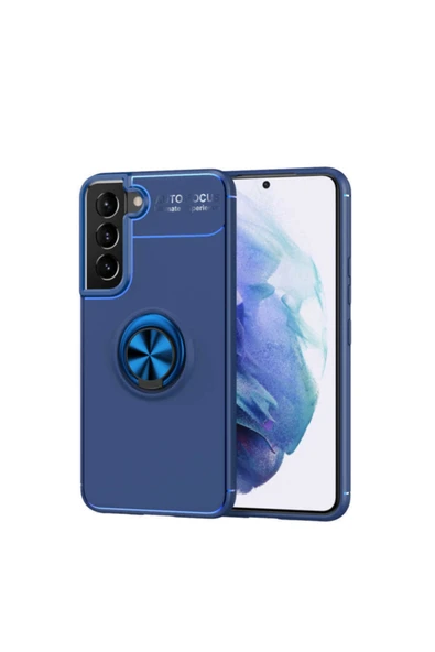 Coverzone Galaxy S22 Plus Kılıf Ravel Yüzük Tutuculu Standlı Silikon Mavi ürün görseli 1