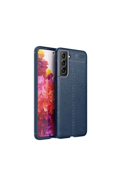 Coverzone Galaxy S22 Plus Kılıf Niss Silikon Deri Görünümlü Lacivert ürün görseli 1