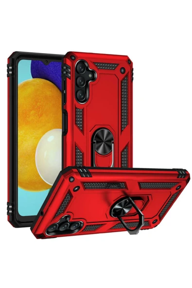 Coverzone Galaxy A13 Kılıf Shockproof Yüzük Tutuculu Vega Kırmızı ürün görseli 1