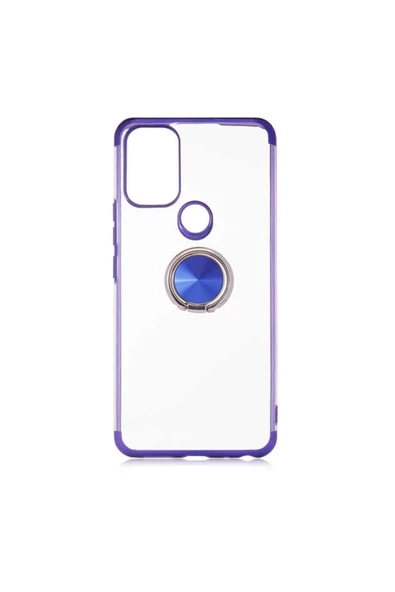 Coverzone General Mobile 21 Pro Uyumlu Kılıf Dört Köşeli Yüzük Tutuculu Şeffaf Silikon Reverse Mavi ürün görseli 1