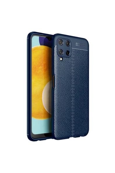Coverzone Samsung Galaxy A22 4g Uyumlu Kılıf Niss Silikon Deri Görünümlü Lacivert ürün görseli 1