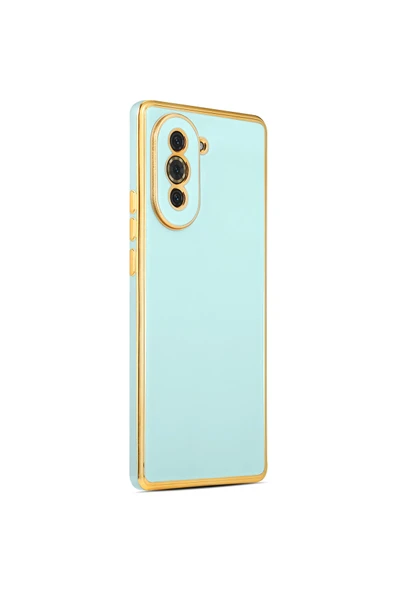 Coverzone Huawei Nova 10 Ile Uyumlu Kılıf Gold Kenar Pastel Renkli Halcyon Z-bark Kapak Mavi Açık ürün görseli 1
