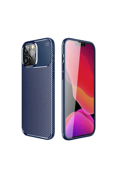 Coverzone Iphone 14 Pro Max Ile Uyumlu Kılıf Karbon Delüx Tpu Silikon Lacivert ürün görseli 1