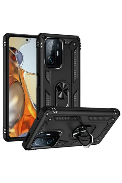 Coverzone Galaxy A13 Kılıf Shockproof Yüzük Tutuculu Vega Siyah ürün görseli 1