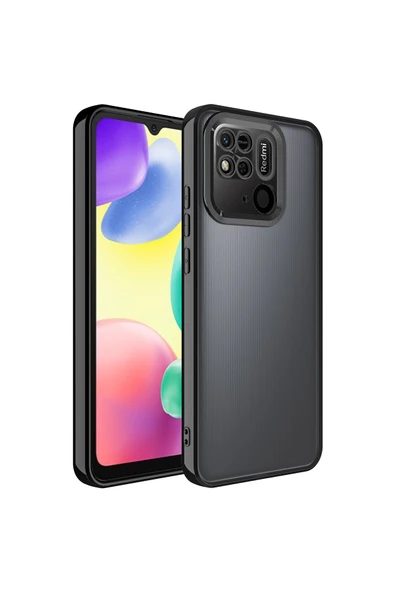Coverzone Redmi Note 10s Ile Uyumlu Kılıf Kamera Korumalı Logo Gösteren Colored Z-omega Kapak Siyah ürün görseli 1