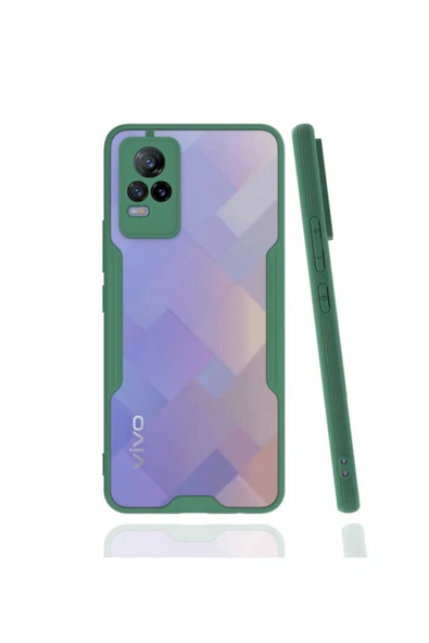 Coverzone Vivo V21e Kılıf Için Uyumlu Kılıf Renkli Kenar Perfe Tpu Silikon Kılıf Koyu Yeşil ürün görseli 1