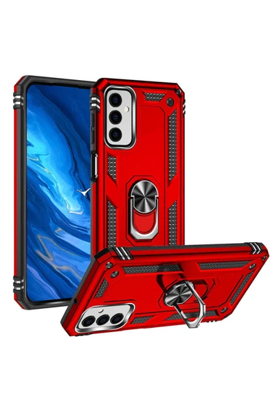 Coverzone Galaxy M23 Ile Uyumlu Kılıf Shockprof Yüzük Tutuculu Vega Kırmızı ürün görseli 1